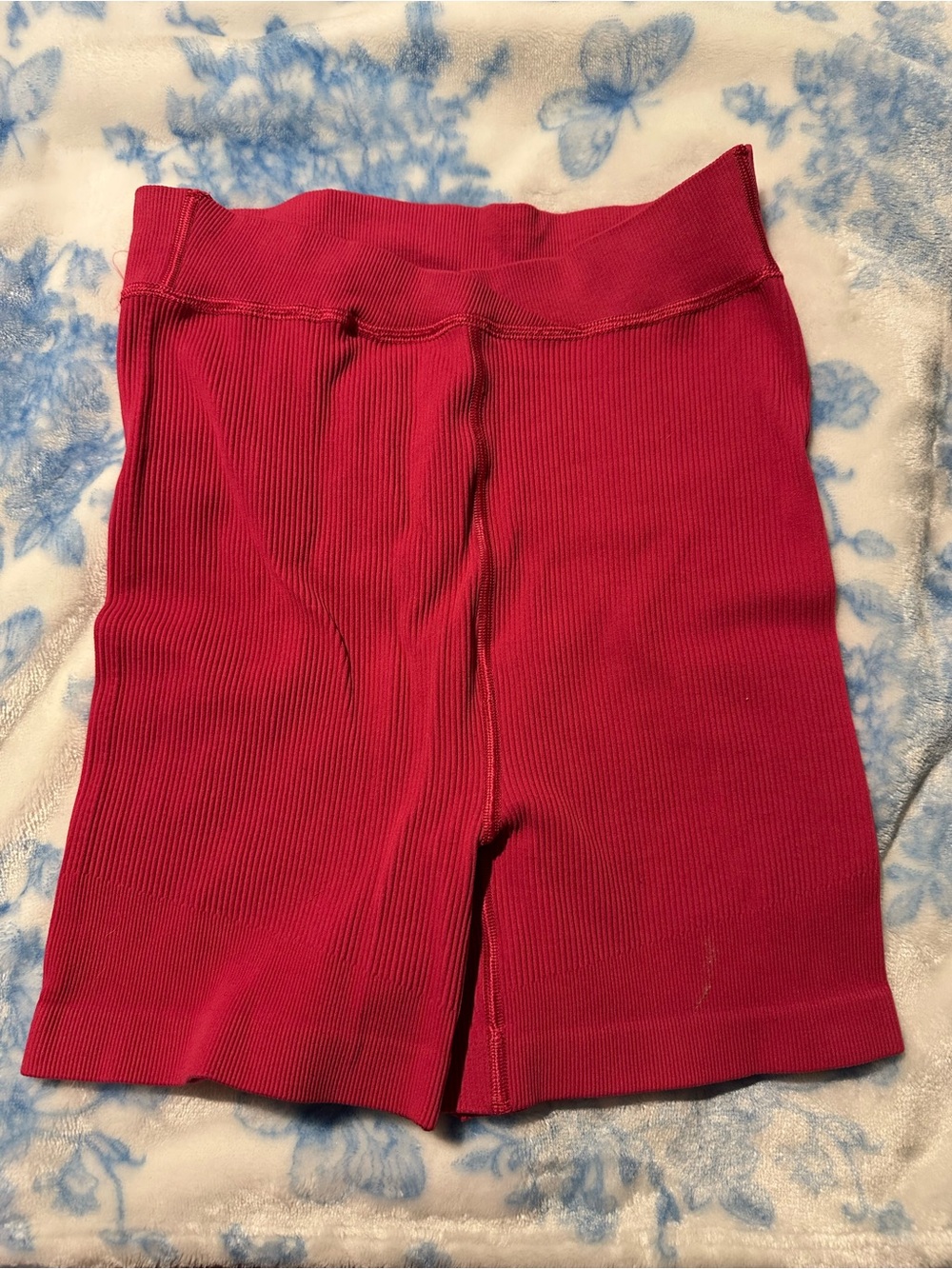 Free People Ribbed High-Rise Bike Shorts - Fuchsia